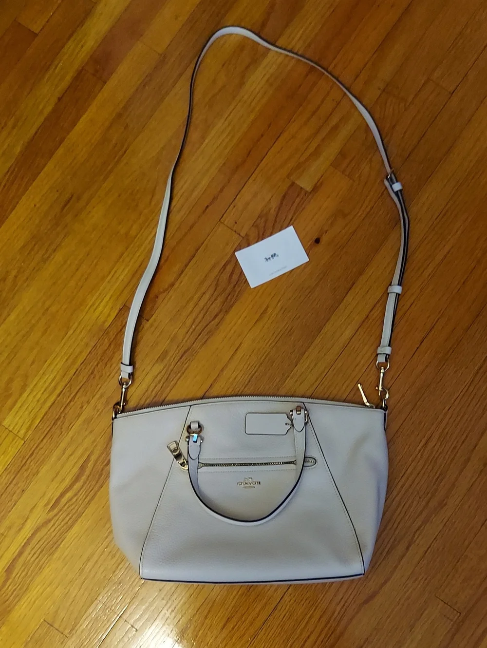 Coach Cream Pebbled Leather Satchel Tote